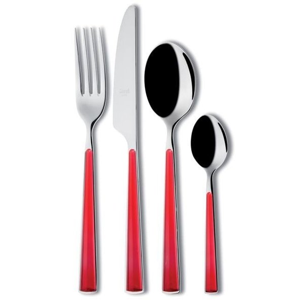 Mepra Mepra 113R22024 Primavera Stainless Steel Flatware Set - Red - 24 Piece 113R22024